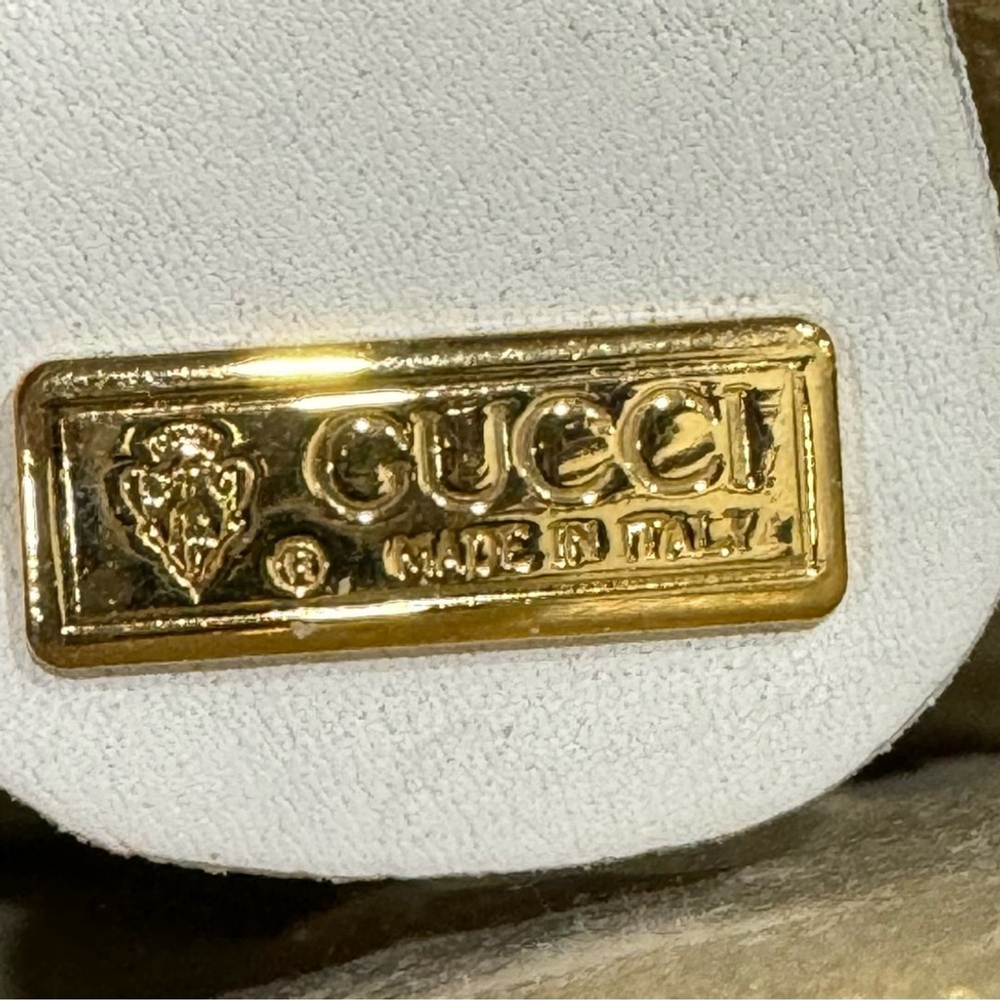 Vintage Gucci Interlocking GG Clutch purse shoulder bag ivory gold authentic - Picture 11 of 16